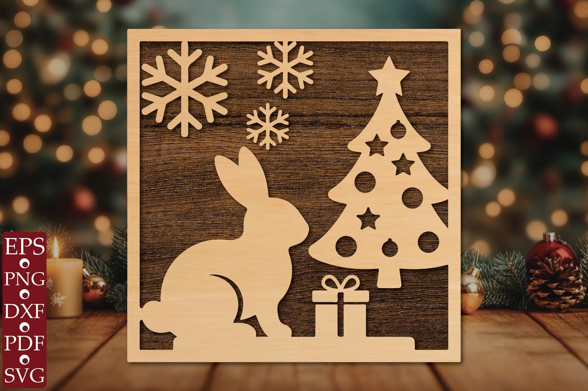 Christmas Bunny Laser Cut SVG