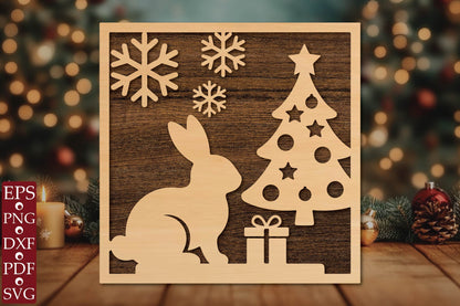 Christmas Bunny Laser Cut SVG
