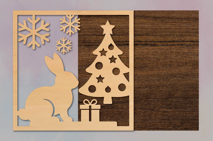 Christmas Bunny Laser Cut SVG