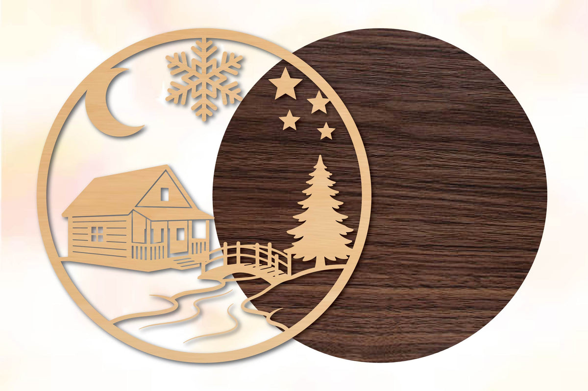 Winter Cabin Laser Cut SVG