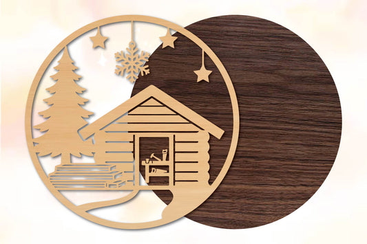 Christmas Cabin Door Hanger SVG