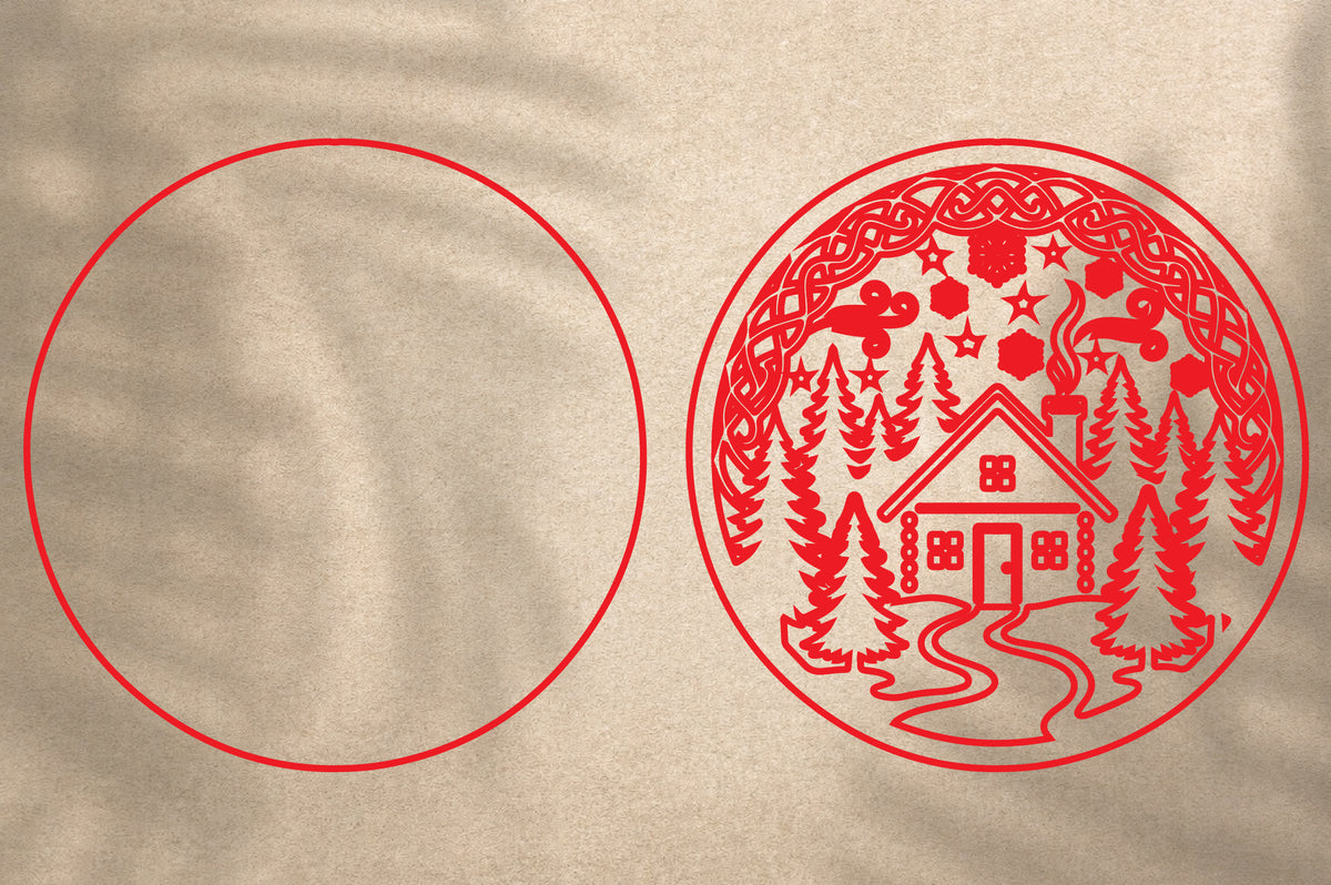 Christmas Cabin Laser Cut SVG | Winter Cabin Christmas Ornament