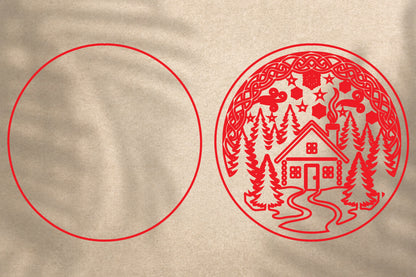 Christmas Cabin Laser Cut SVG | Winter Cabin Christmas Ornament