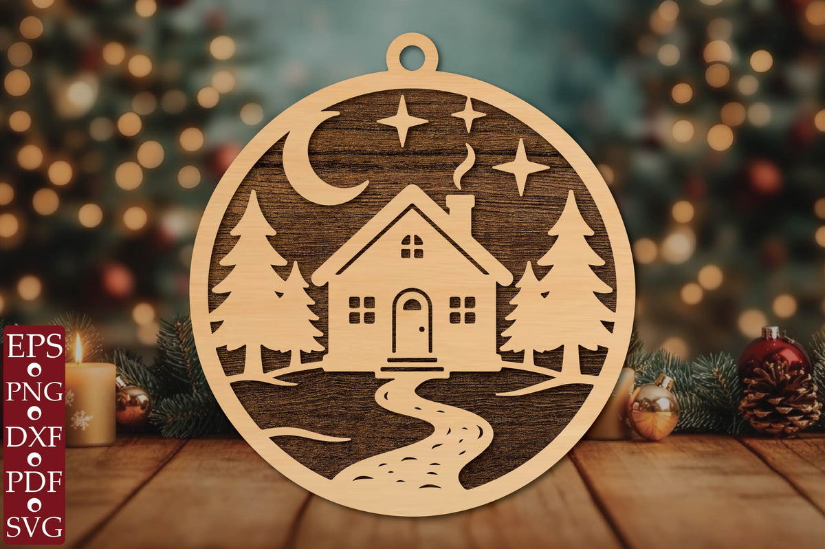Christmas Cabin Ornament SVG