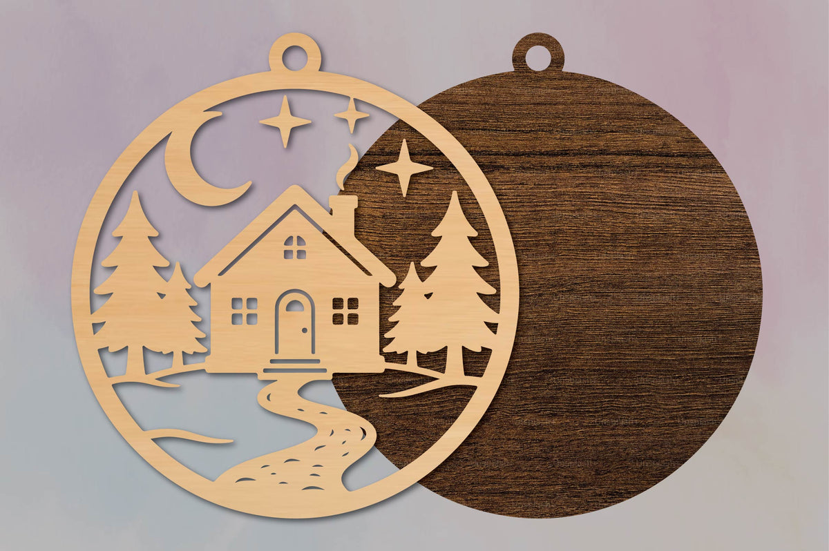 Christmas Cabin Ornament SVG