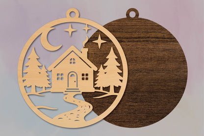 Christmas Cabin Ornament SVG