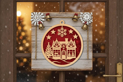 Christmas Cake Shop Ornament Laser Cut SVG