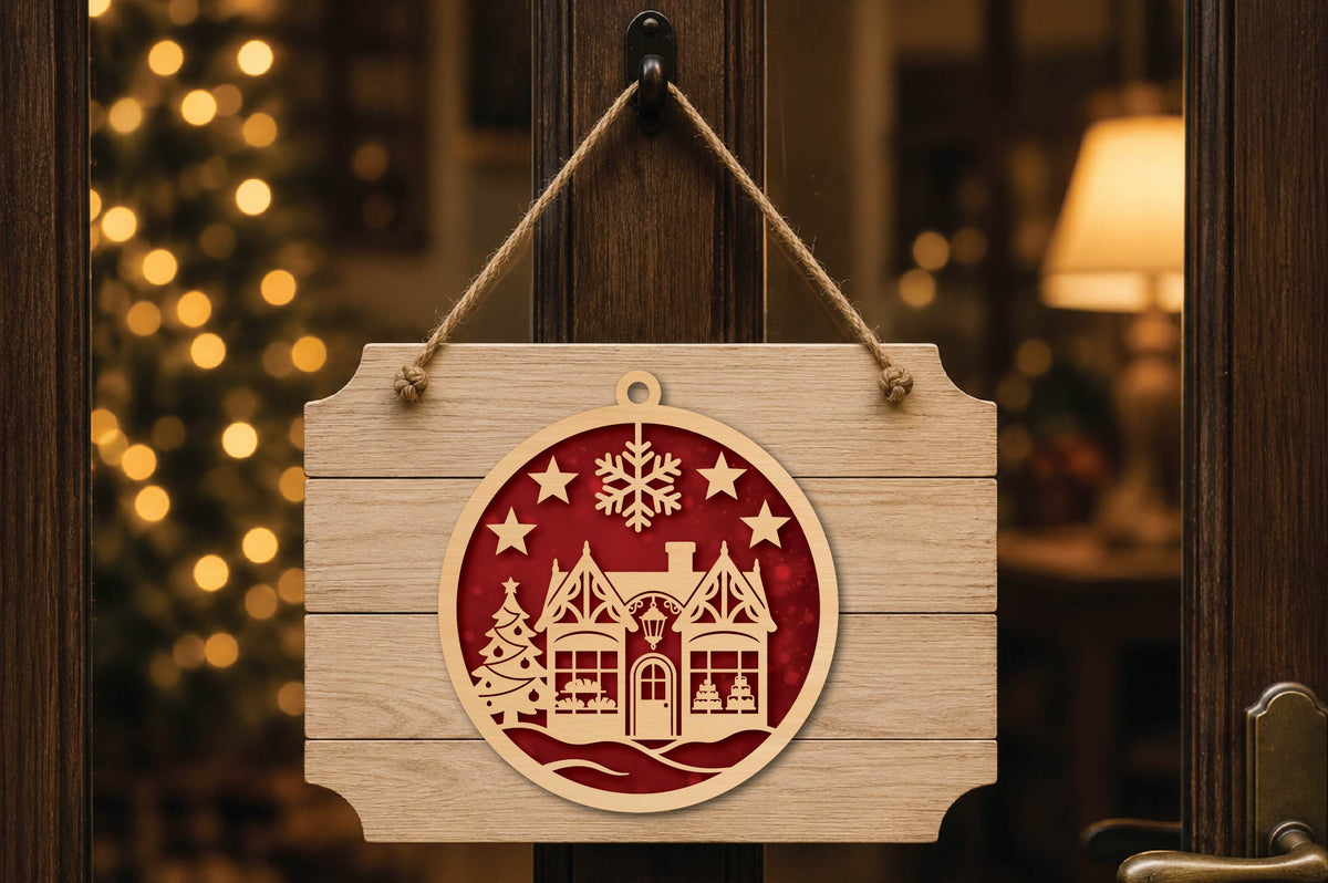Christmas Cake Shop Ornament Laser Cut SVG