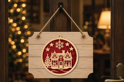 Christmas Cake Shop Ornament Laser Cut SVG