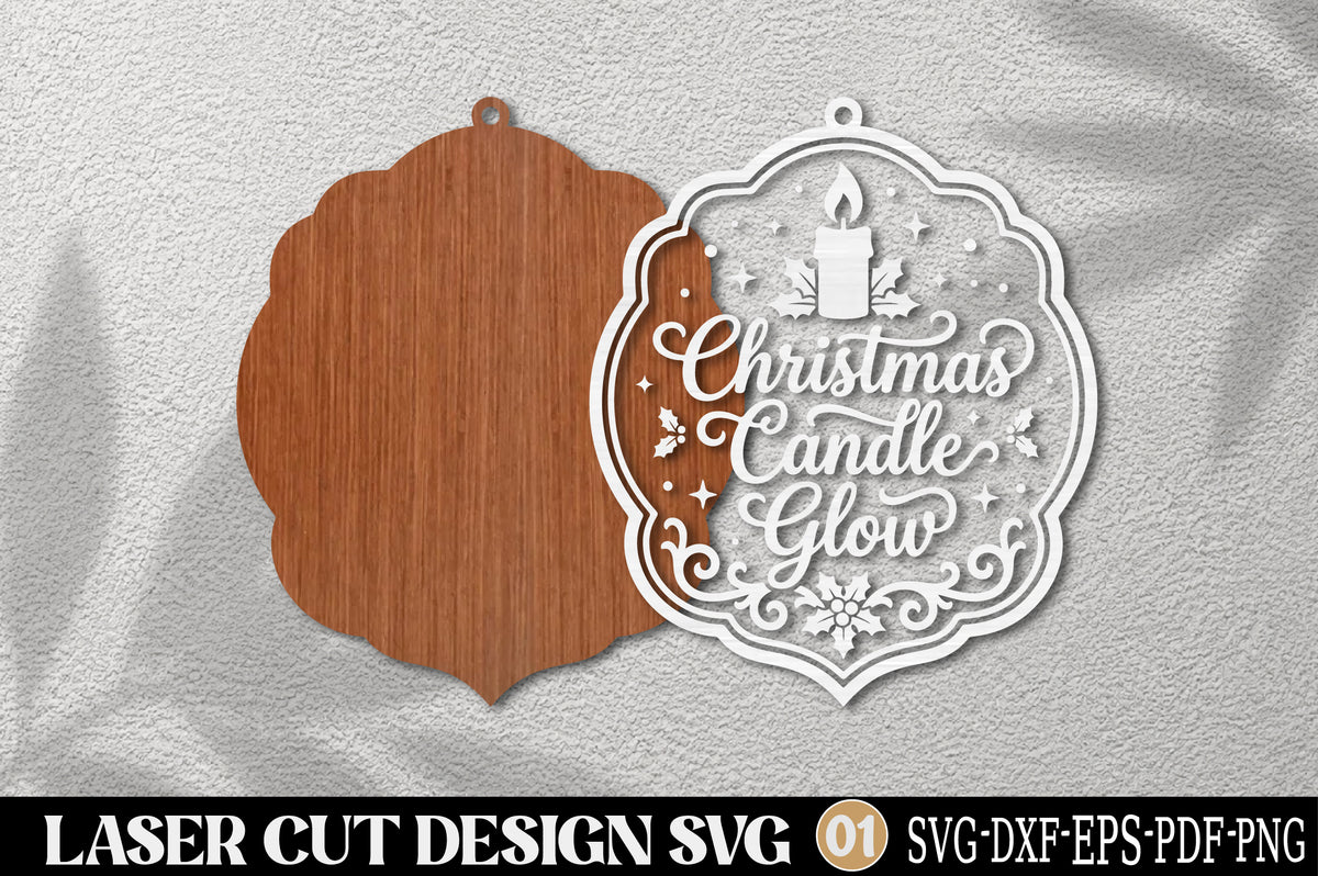 Christmas Candle Glow Laser Cut SVG | Christmas Ornament Cut File