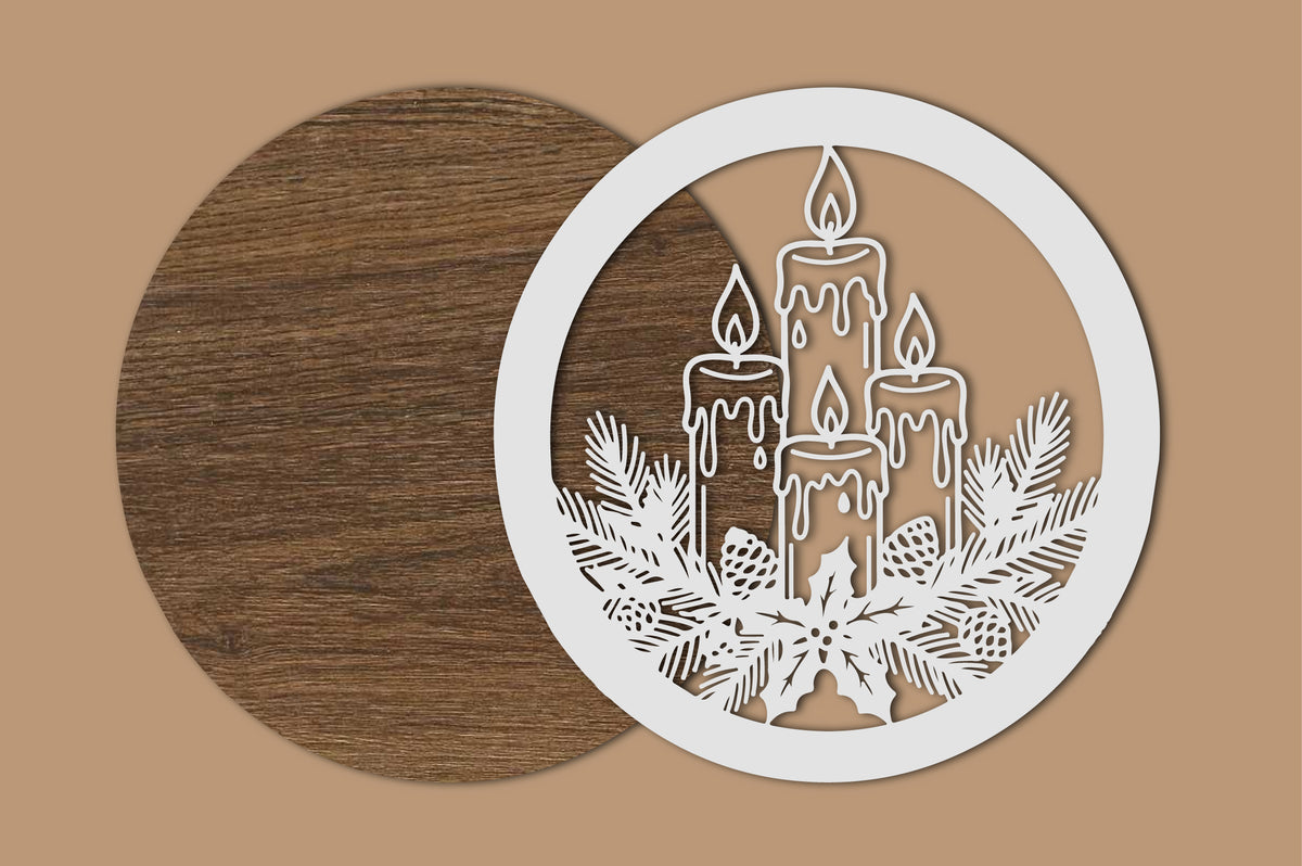 Christmas Candle Mandala Laser Cut SVG