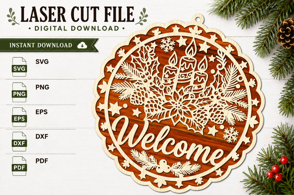 Christmas Candle Welcome Sign SVG