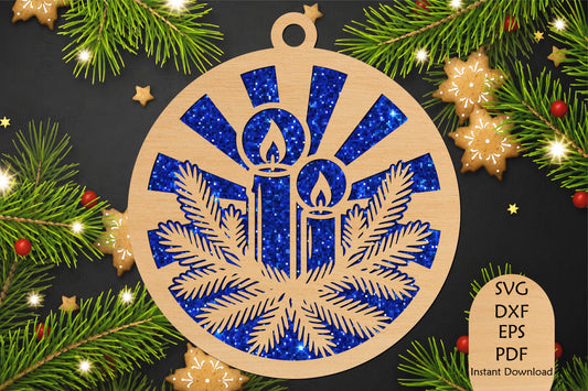 Christmas Candles Ornament Laser Cut SVG File