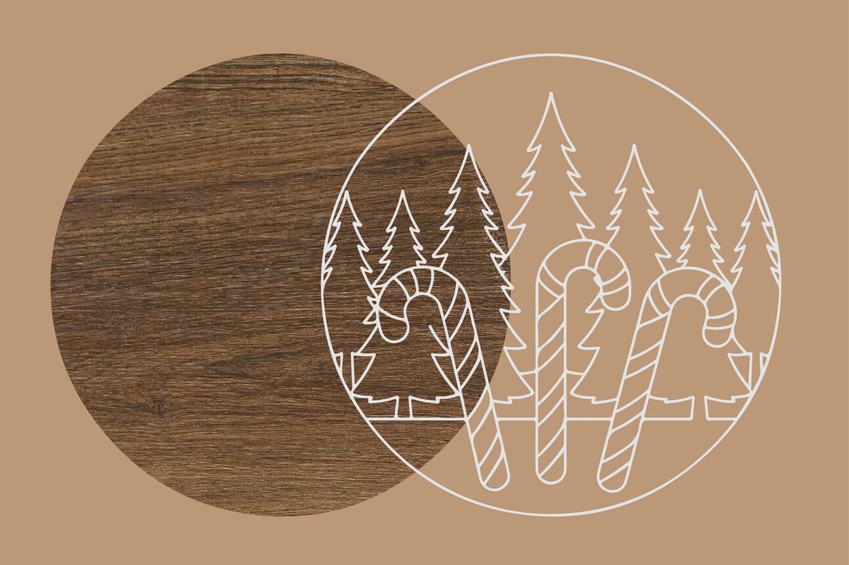 Christmas Candy Cane Round Sign Laser Cut SVG