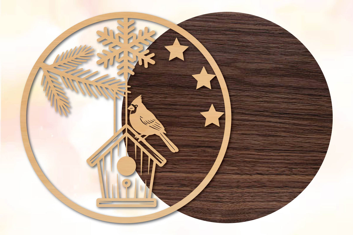 Winter Cardinal Bird Feeder SVG
