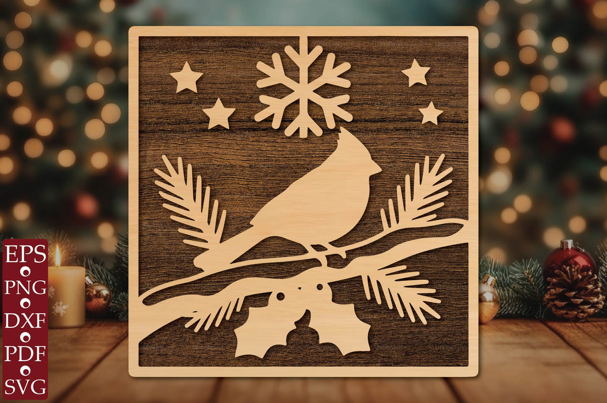 Christmas Cardinal Laser Cut SVG