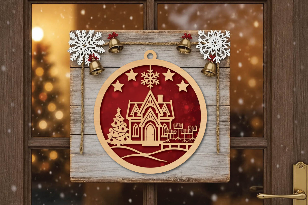 Christmas Carol Choir Church Ornament Laser Cut SVG