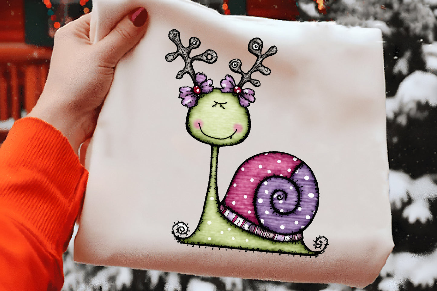 Christmas Cartoon Snail Clipart PNG Bundle | Cute Watercolor Holiday Snail Clipart | Festive Winter Snail PNG