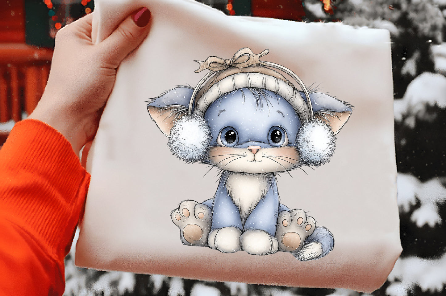 Christmas Cat Clipart Bundle | Cute Watercolor Holiday Cats PNG | Festive Christmas Cat Clipart