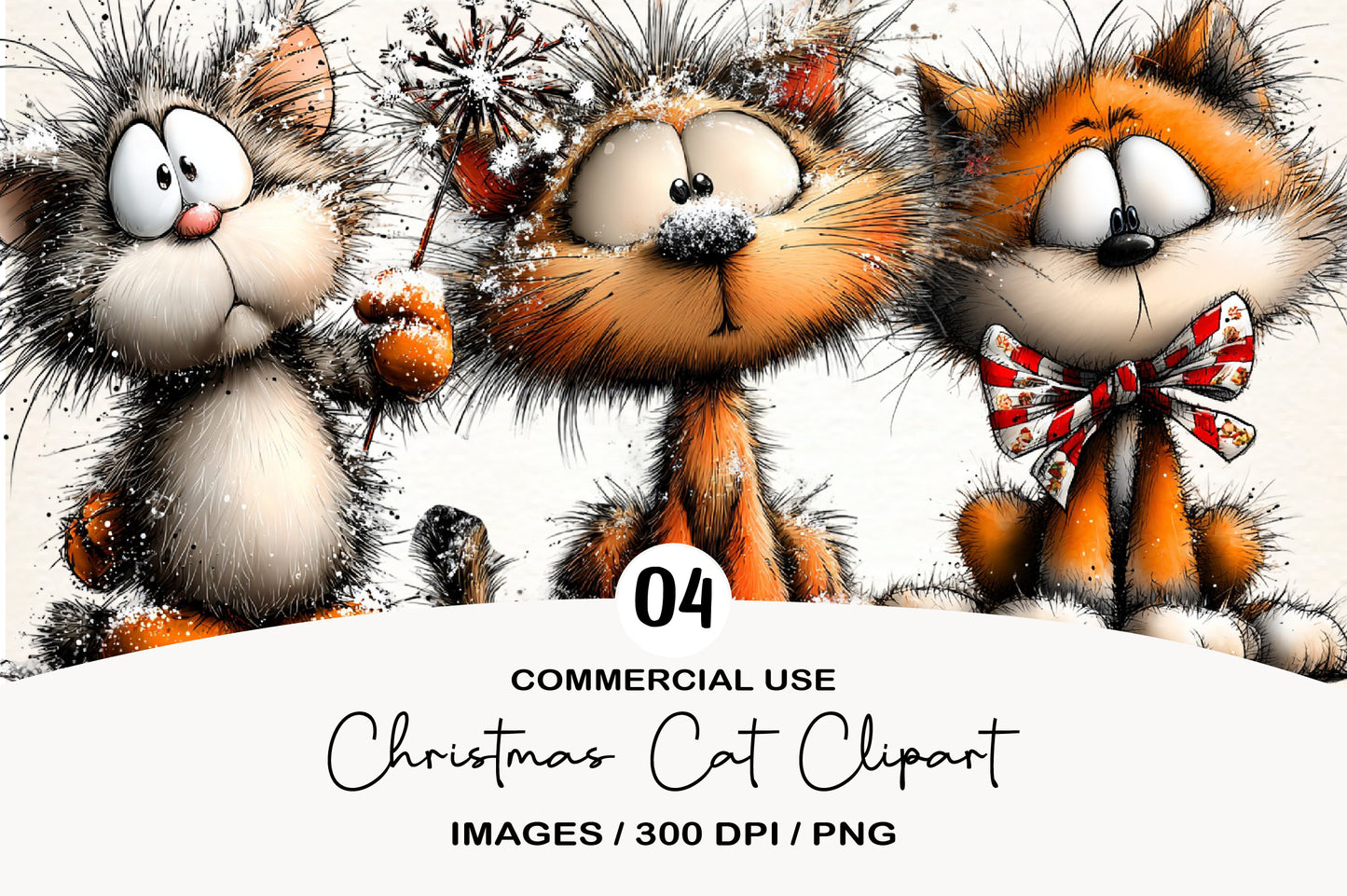 Christmas Cat Clipart PNG Cute Festive Cats