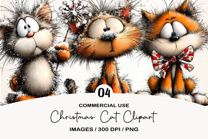 Christmas Cat Clipart PNG Cute Festive Cats