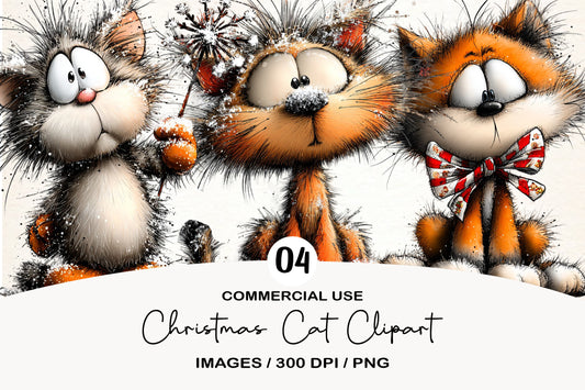 Christmas Cat Clipart PNG Cute Festive Cats