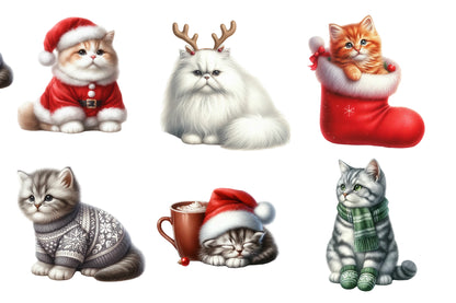 Christmas Cat Clipart PNG Cute Christmas Cat Sublimation