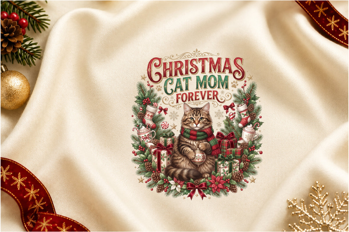 Christmas Cat Mom Forever PNG Sublimation
