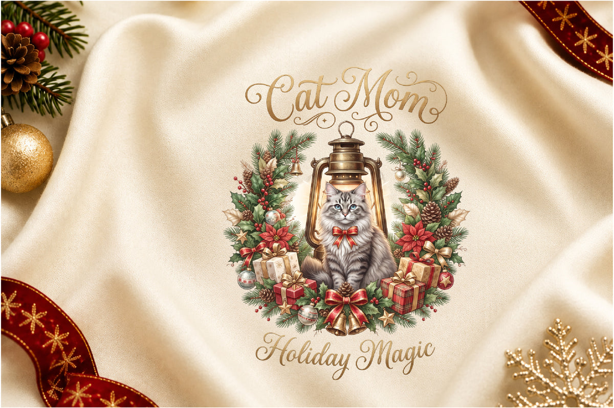 Christmas Cat Mom Holiday Magic PNG