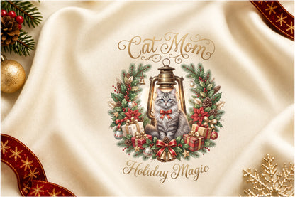 Christmas Cat Mom Holiday Magic PNG