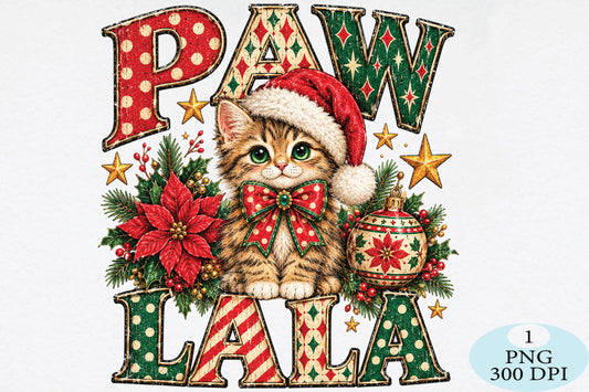 Christmas Cat Paw Lala PNG Sublimation Design