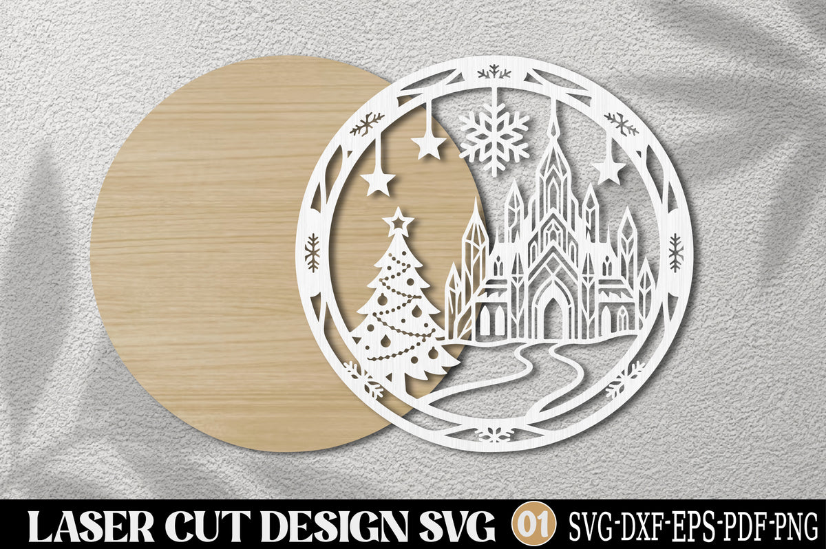 Christmas Cathedral Ornament Laser Cut SVG | Winter Church Christmas Ornament Design