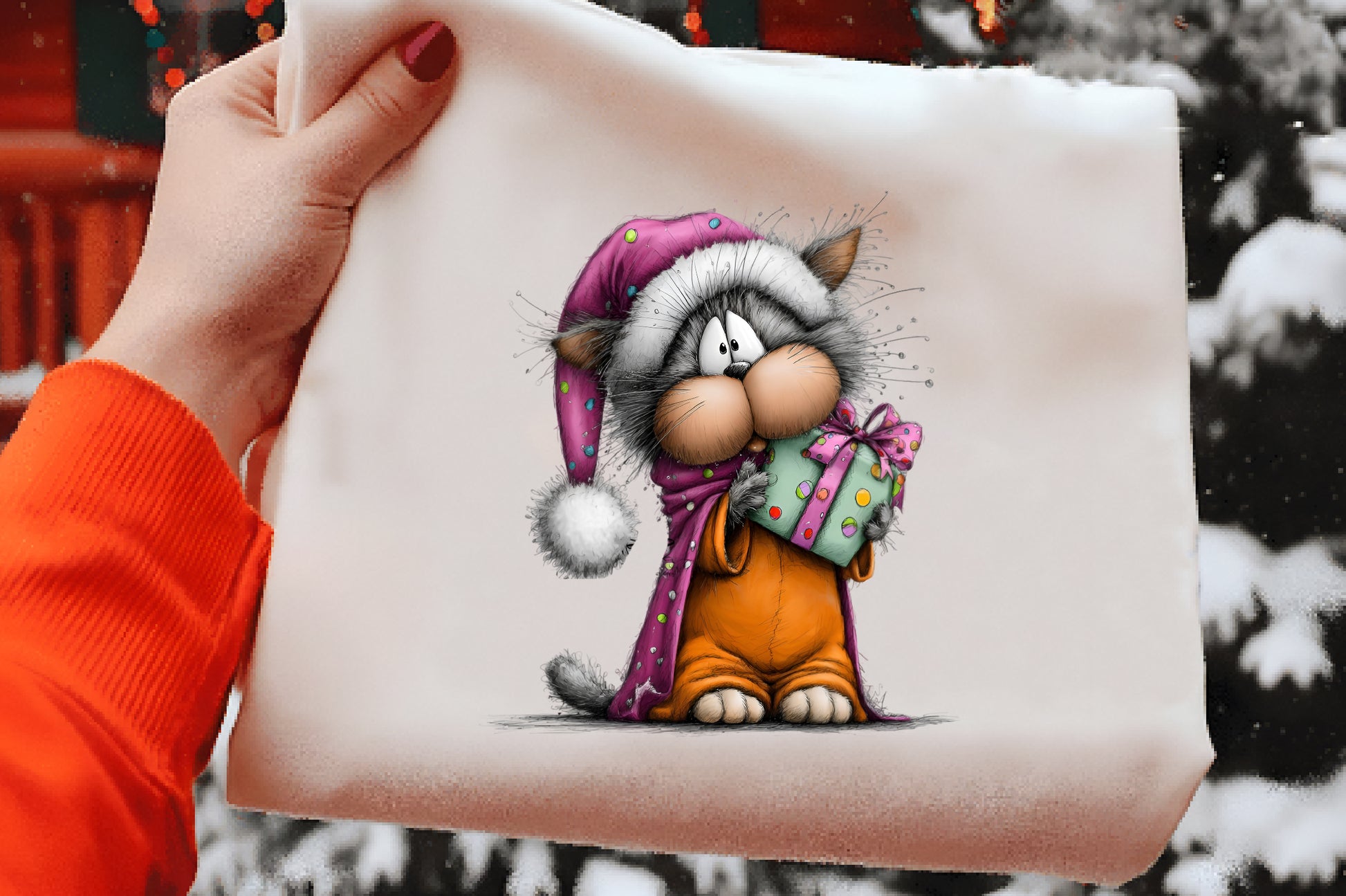 Cute Christmas Cats Clipart PNG