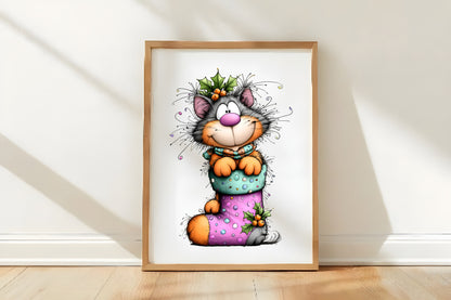 Cute Christmas Cats Clipart PNG