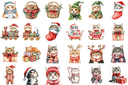 Christmas Cats PNG Bundle Holiday Cat Clipart Sublimation