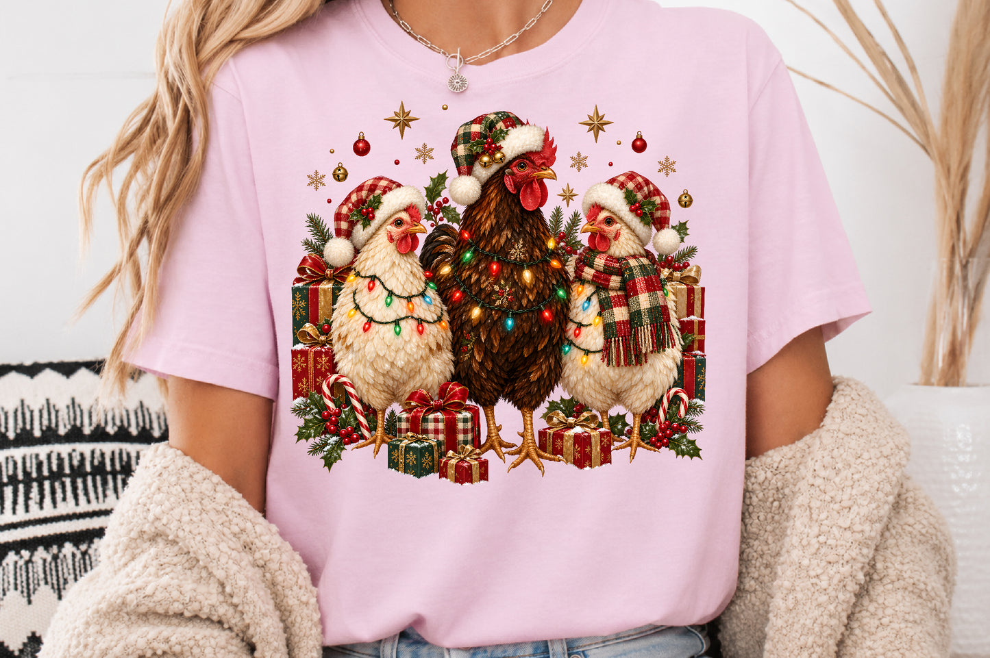 Christmas Chicken Family PNG Sublimation Design, Festive Farmhouse Chickens