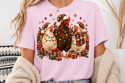 Christmas Chicken Family PNG Sublimation Design, Festive Farmhouse Chickens