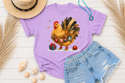 Christmas Chicken PNG Sublimation Design, Festive Farmhouse Chicken Clipart