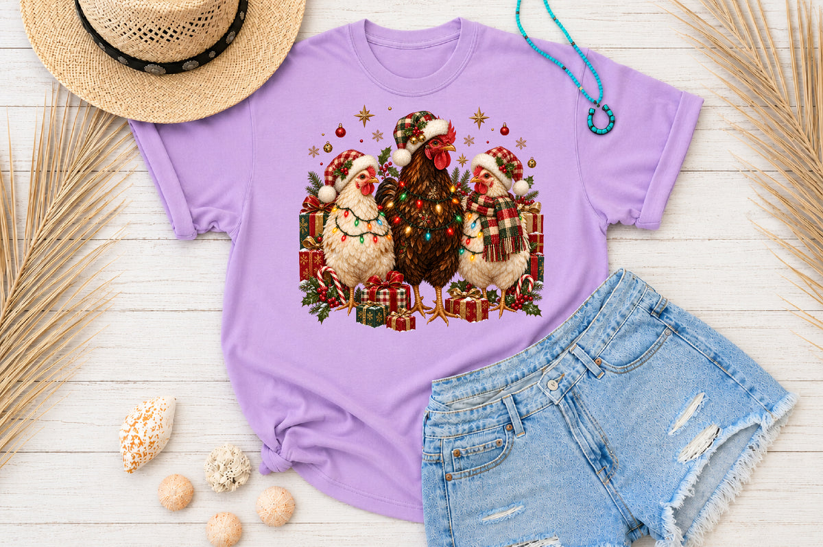 Christmas Chicken Family PNG Sublimation Design, Festive Farmhouse Chickens