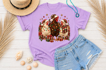 Christmas Chicken Family PNG Sublimation Design, Festive Farmhouse Chickens