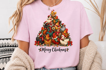 Merry Christmas Chicken Tree PNG Sublimation Design, Festive Chicken Family