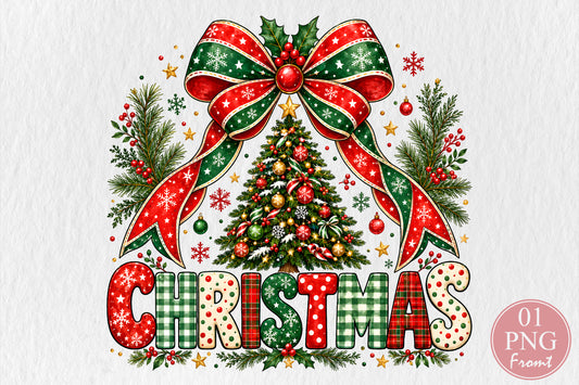 Christmas Tree Bow Christmas PNG Sublimation