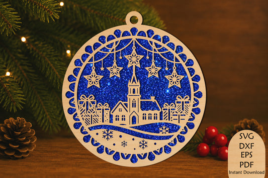 Christmas Church Ornament Laser Cut SVG File
