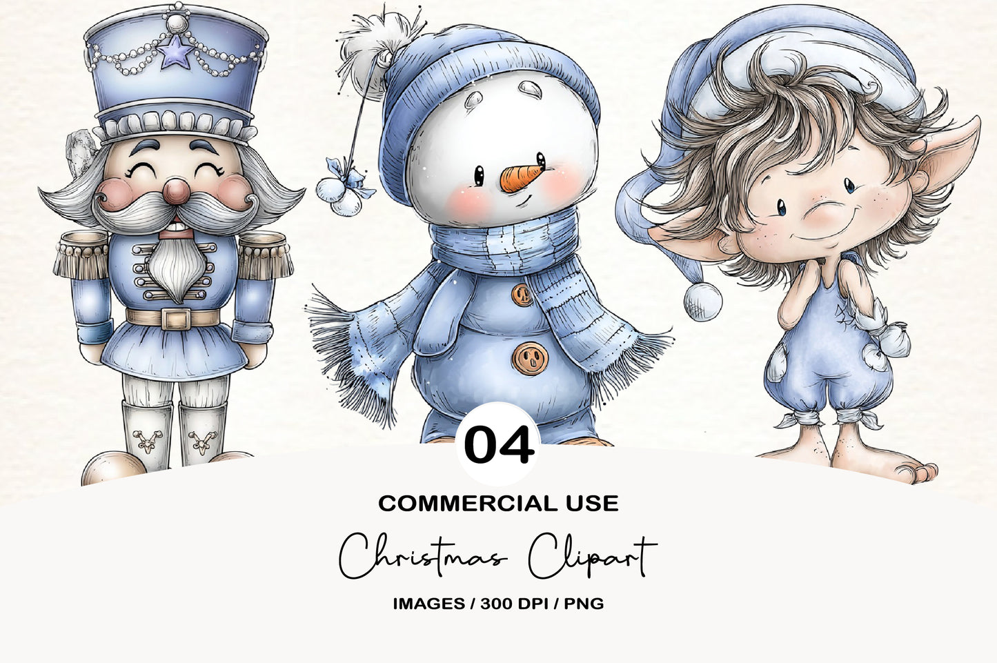 Christmas Clipart Bundle | Cute Watercolor Holiday PNG Collection | Festive Christmas Clipart
