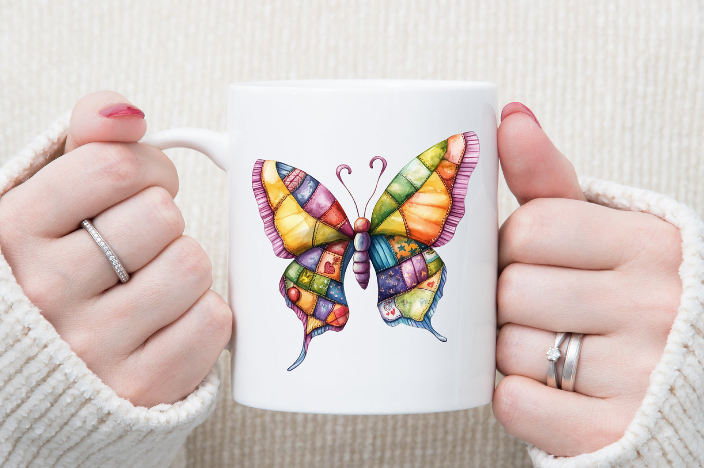 Christmas Butterfly PNG Bundle Colorful Patchwork Butterfly Clipart