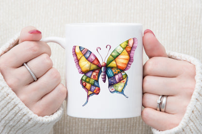 Christmas Butterfly PNG Bundle Colorful Patchwork Butterfly Clipart