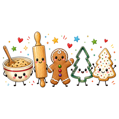 Christmas Cookie Baking PNG Cute Gingerbread Kitchen Characters Clipart