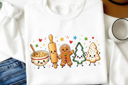 Christmas Cookie Baking PNG Cute Gingerbread Kitchen Characters Clipart