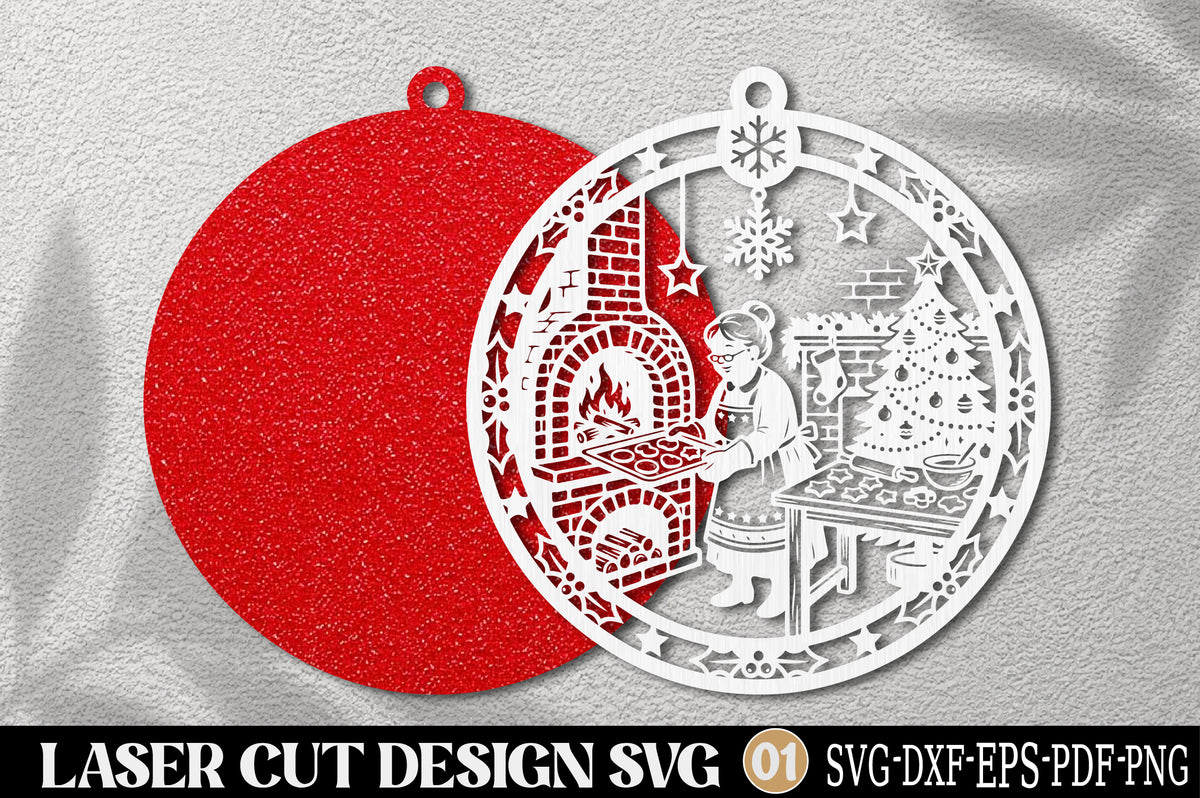 Christmas Cookie Baking Laser Cut SVG | Christmas Kitchen Ornament Design
