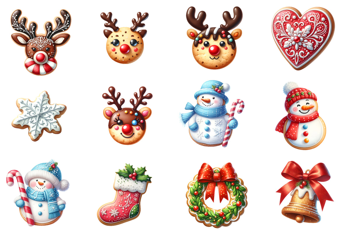 Christmas Cookies Clipart PNG Cute Holiday Cookie Sublimation